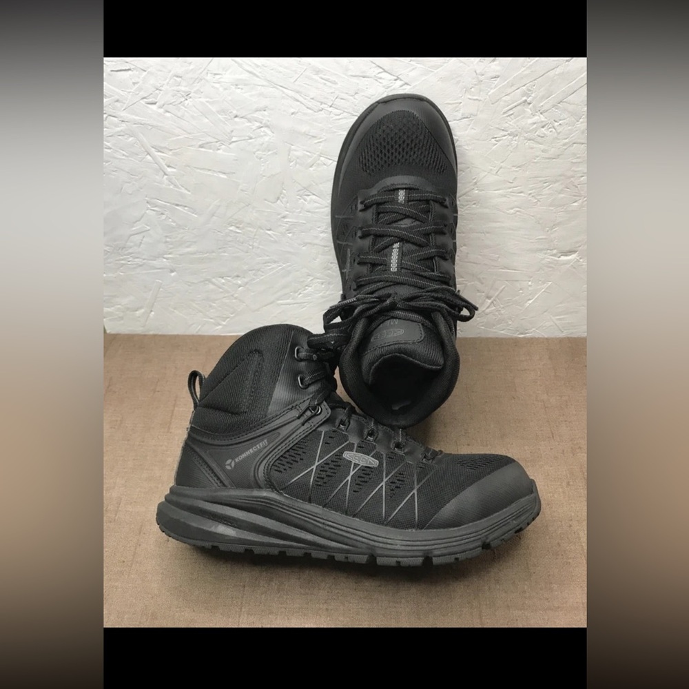 *Read Keen Utility Vista Energy Mid Women's 7W Black Work Boots Carbon Toe